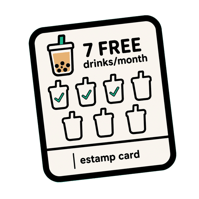 Punch card boba cup graphic
